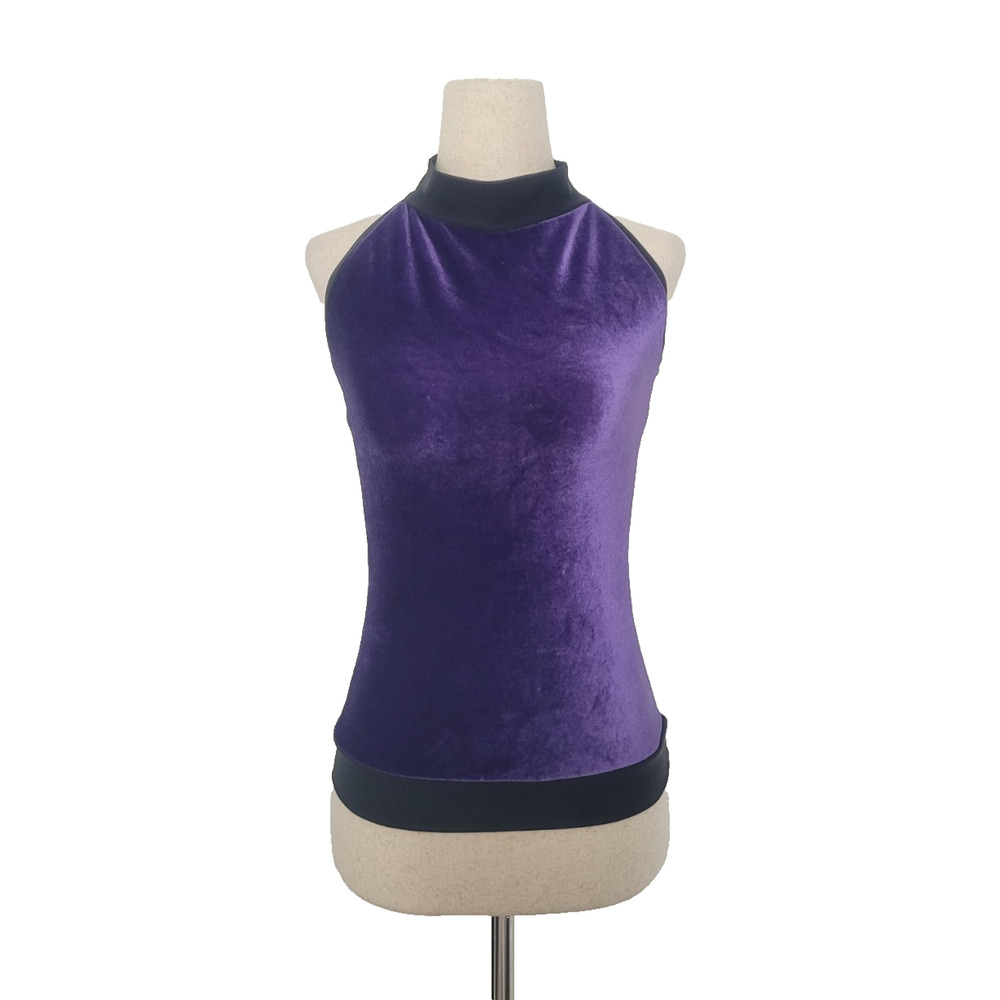 Y2k Velvet Halter Mock Neck Tank Top Sz M Purple Whimsigoth Rave Vamp Cybergoth